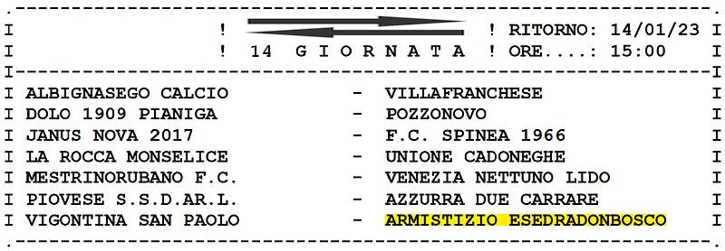 14^ Giornata Ritorno Armistizio Esedra don Bosco Padova Juniores Elite U19 Girone C SS 2022-2023 gare